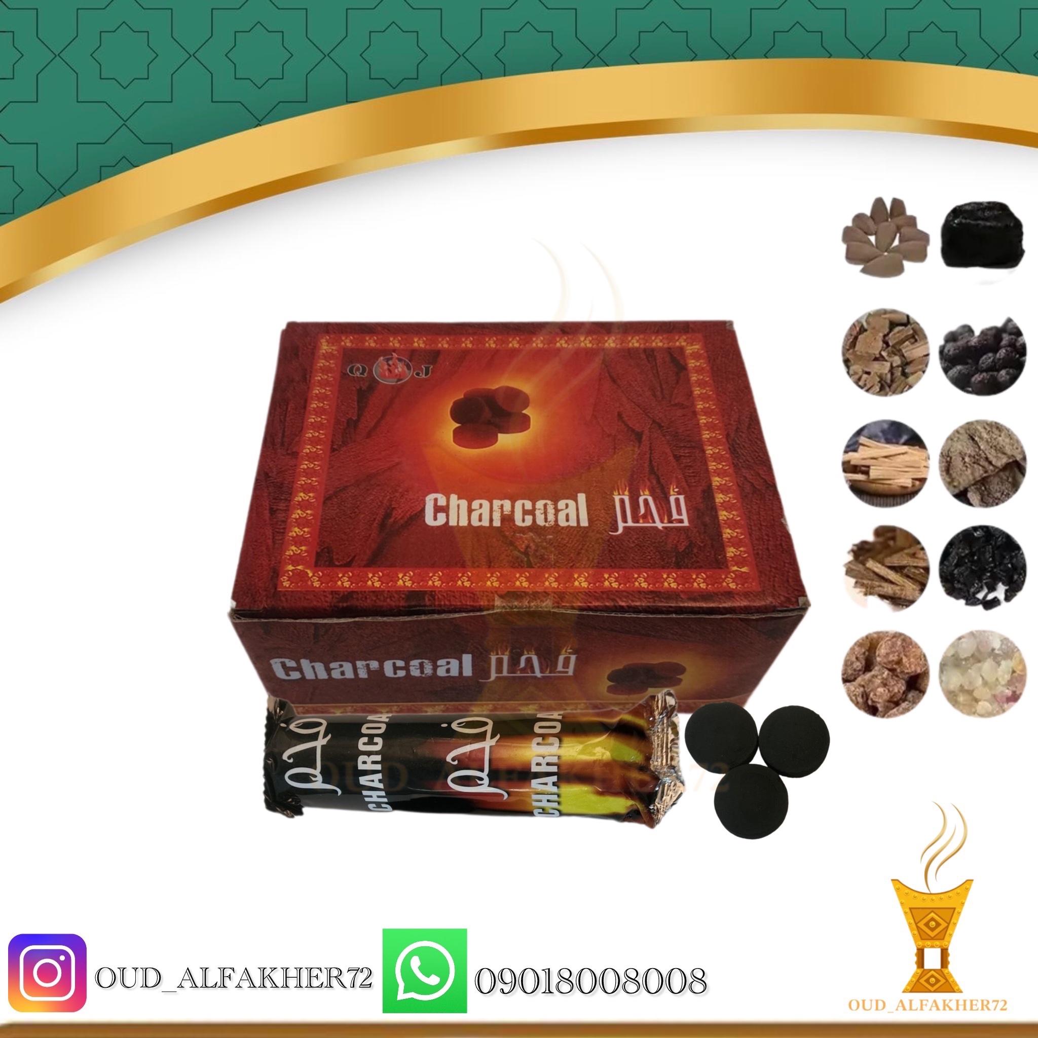 زغال خود سوز سریع الاشتعال فحم (جعبه 10 بسته ای حاوی 100 قرص زغال)